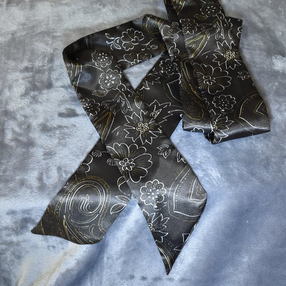 Brown Floral and Paisley Sateen Wrap Belt/Sash - Picture 5 of 7